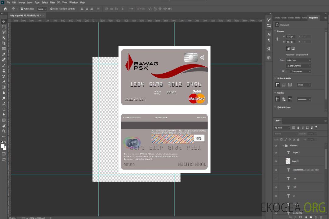 Autriche Bawag PSK banque mastercard template